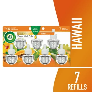 Air Wick Plug-In Scented Oil Air Freshener Warmer Refills, Hawaii Exotic Papaya and Hibiscus Flower, 7 Count
