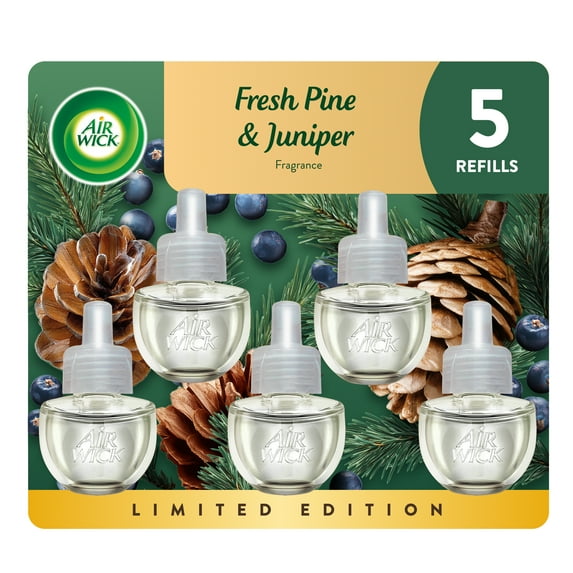 Air Wick Plug-In Air Freshener Scented Oil Refills, Fresh Pine and Juniper, 5 Count
