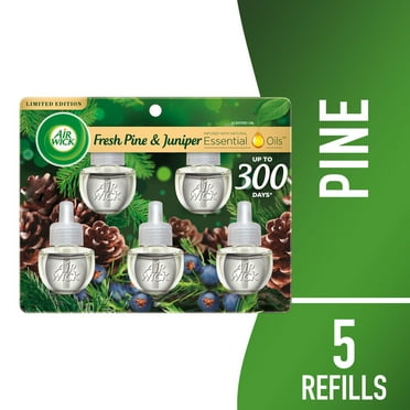Air Wick Plug-In Fall Scented Oil Air Freshener Warmer Refills, Fresh Pine and Juniper, 5 Count