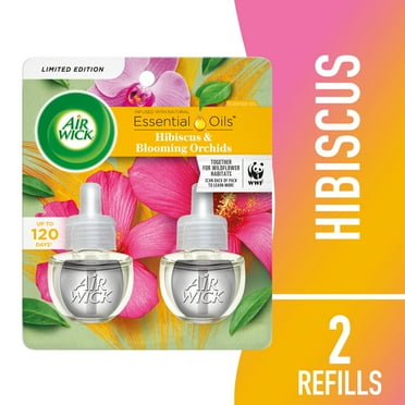 Air Wick Plug-In Scented Oil Air Freshener Warmer Refills, Hibiscus and Blooming Orchids, 2 Count