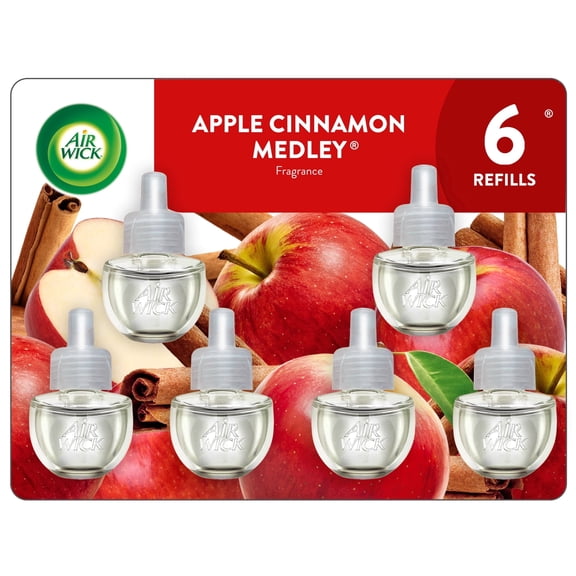 Air Wick Plug-in Scented Oil Refill Apple Cinnamon Medley Air Freshener, 6 Count