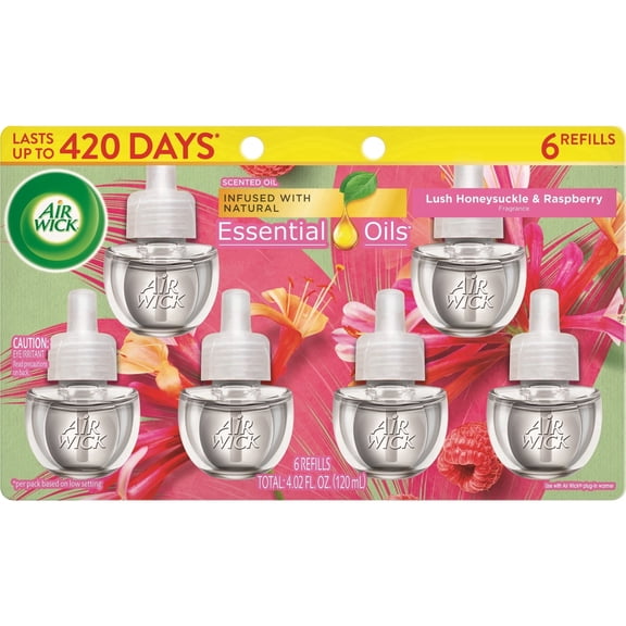 Air Wick Plug-in Scented Oil Refill Lush Honeysuckle and Raspberry 6 Count