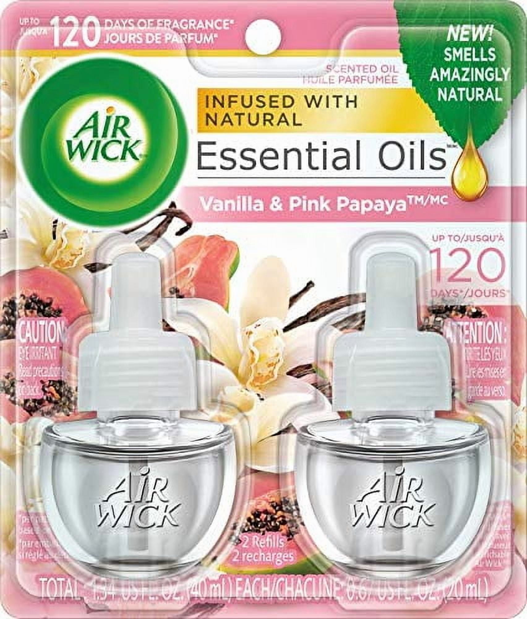 Air Wick Plug in Scented Oil Refill, Vanilla and Pink Papaya, Air Freshener Essential Oils, 1.34 Fl oz
