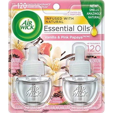 Air Wick Plug in Scented Oil Refill, Vanilla and Pink Papaya, Air Freshener Essential Oils, 1.34 Fl oz