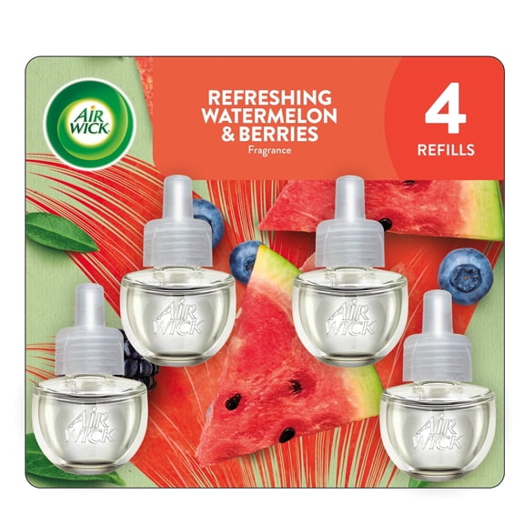 Air Wick Plug-in Scented Oil Refills, Refreshing Watermelon and Berries, 4 Count