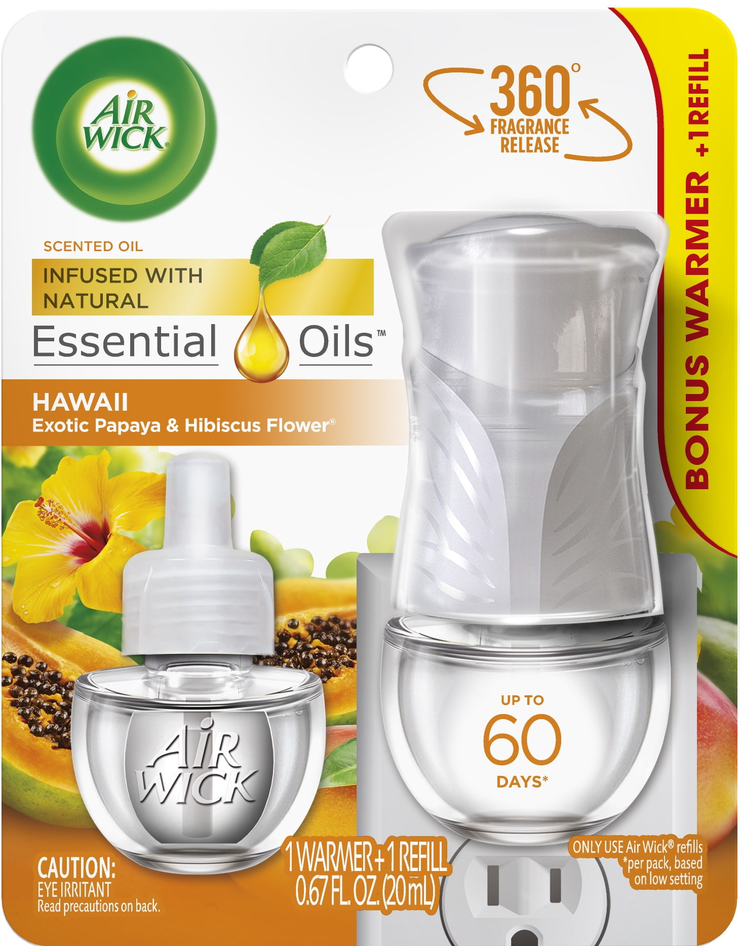 Air Wick Plug in Scented Oil Starter Kit (Warmer + 1 Refill), Hawaii, Air  Freshener, Essential Oils 
