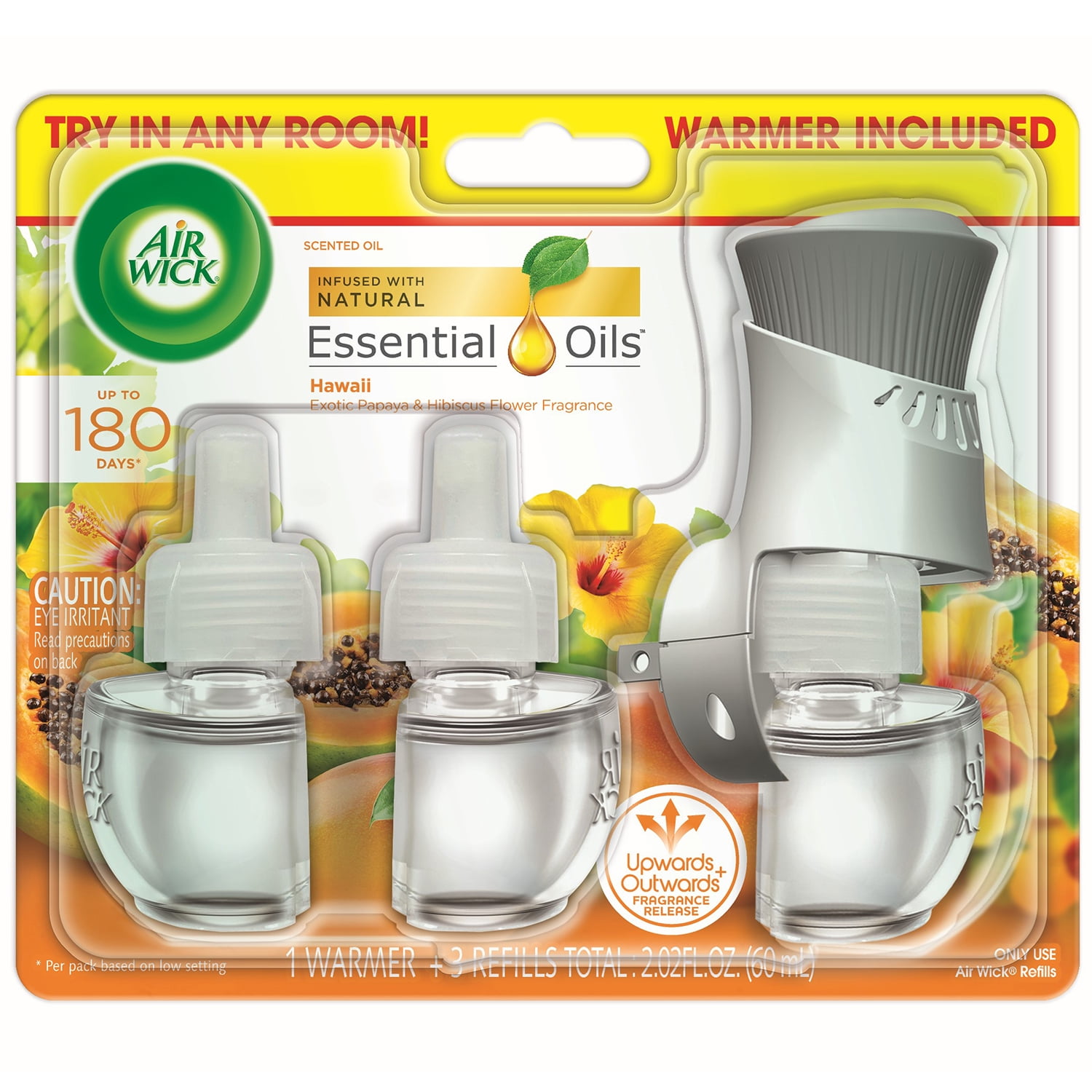 Air Wick Plug in Scented Oil Starter Kit (Warmer + 3 Refills), Hawaii, Air Freshener, Essential Oils