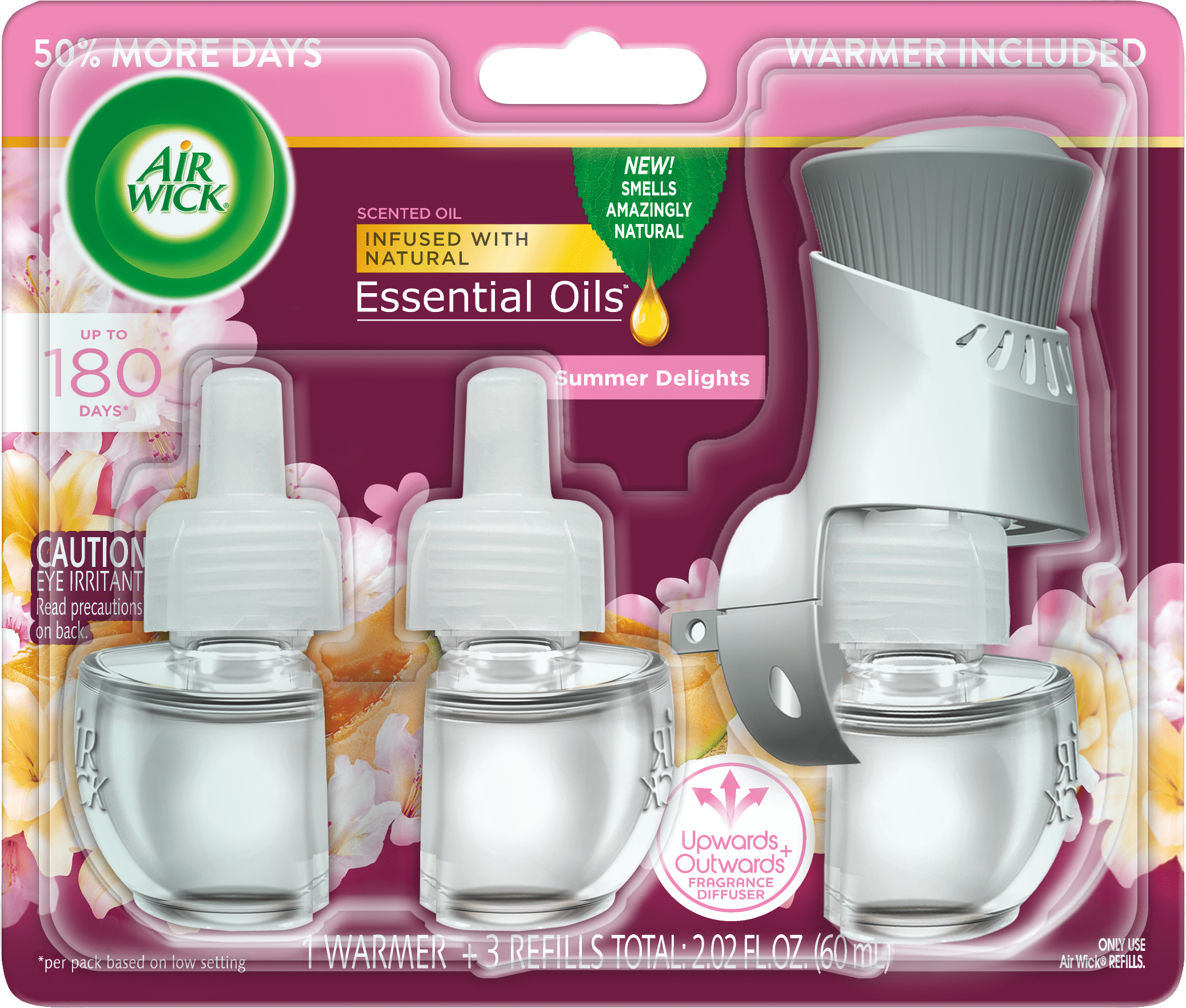 Air Wick Plug in Scented Oil Starter Kit (Warmer + 3 Refills), Summer Delights, Air Freshener, Essential Oils