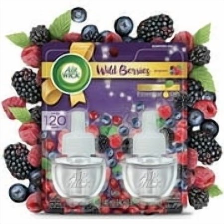 Air Wick Plug in Scented Oil Wild Berries, Fall scent, Fall spray, Essential Oils, 2 Refills, 2x 0.67 Ounce