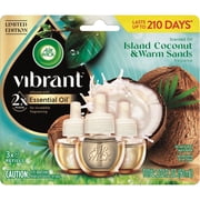 Air Wick Plug-in Vibrant Scented Oil Air Freshener Warmer Refills Island Coconut and Warm Sands 3 Count