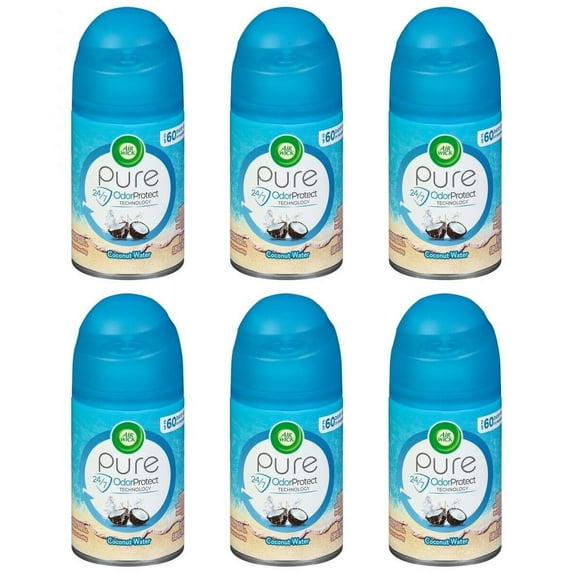 Air Wick Pure Automatic Air Freshener Spray Refill, Coconut Water, 5.89 oz, 6 Pack