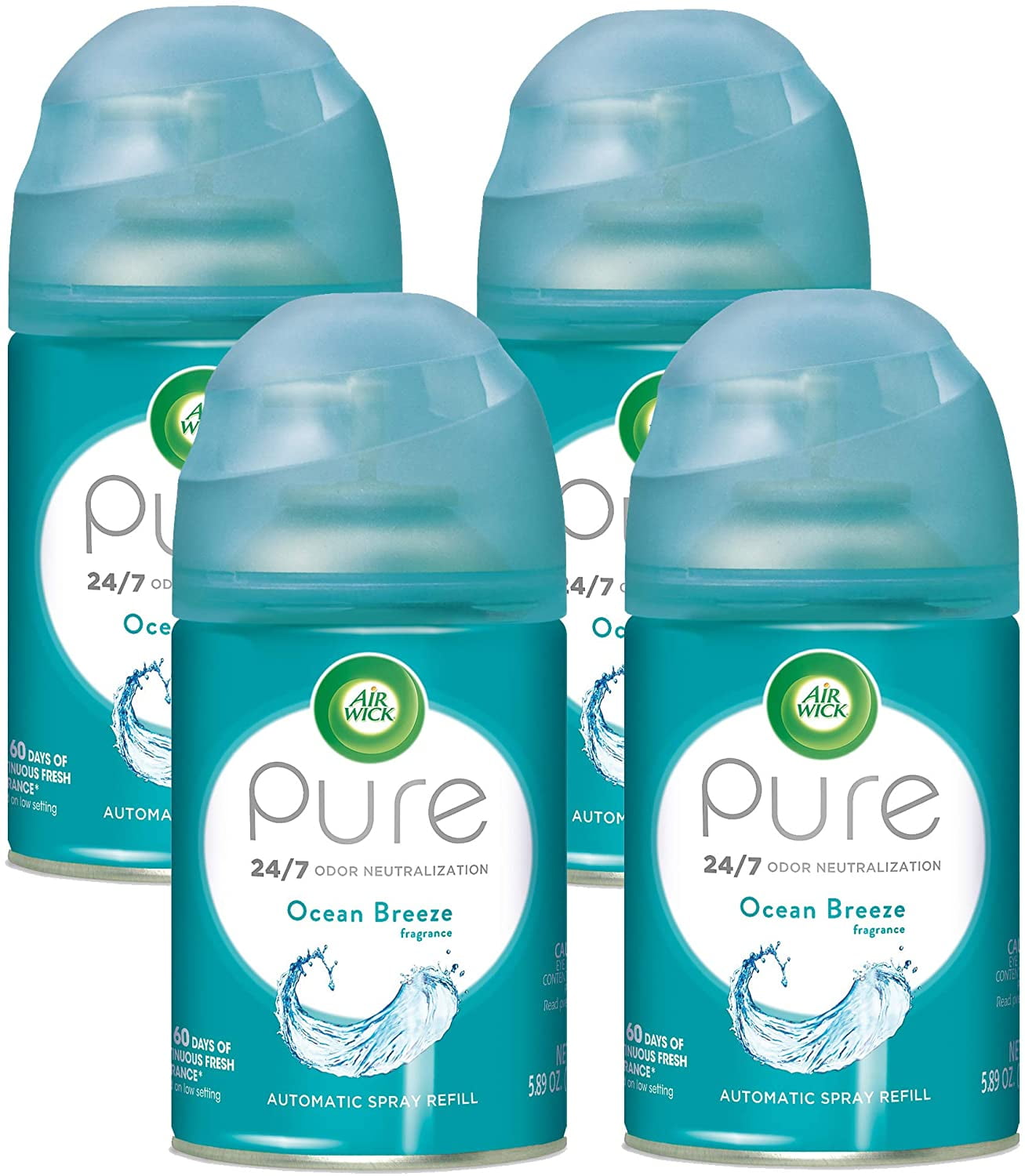 Air Wick Pure Freshmatic 4 Refills Automatic Spray, Ocean Breeze, 4ct