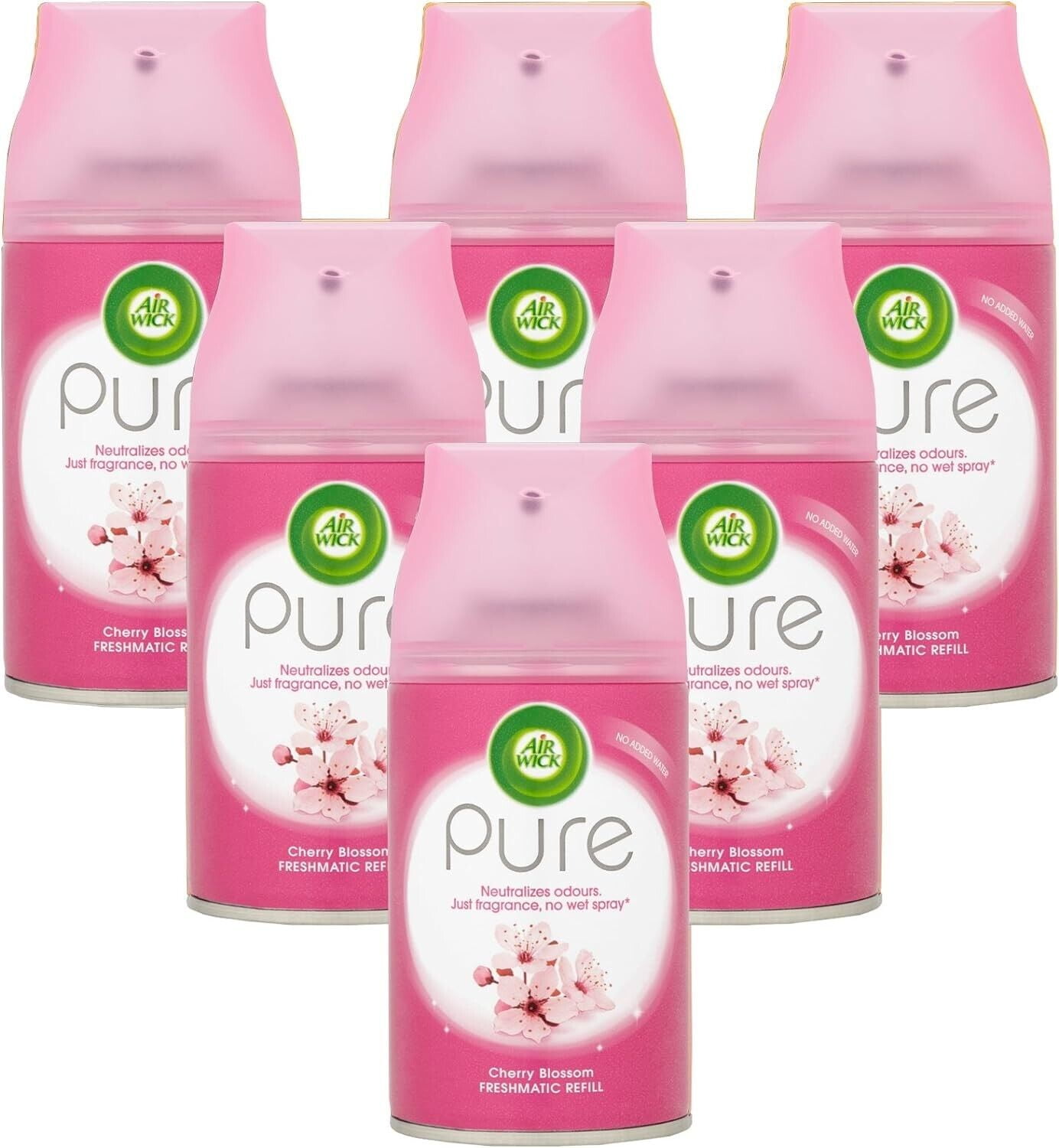 Air Wick Freshmatic Autospray Refill, Cherry Blossom, Eliminates Bad Odour like Cat Litter Smell, 250 ml Pack of 6
