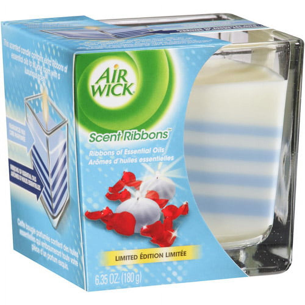 Air Wick Ribbons Scented Candle, White Berries & Cool Silk Scent, 6.35