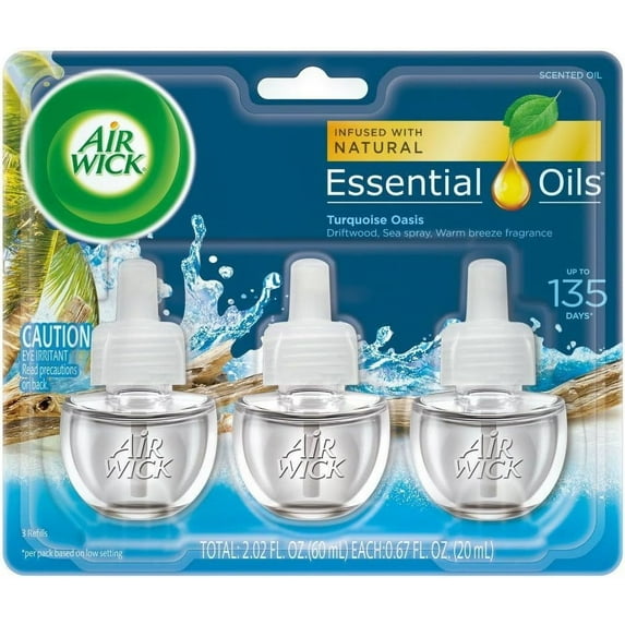 Air Wick Scented Oil 3 Refills, Turquoise Oasis, (3X0.67oz), Air Freshener