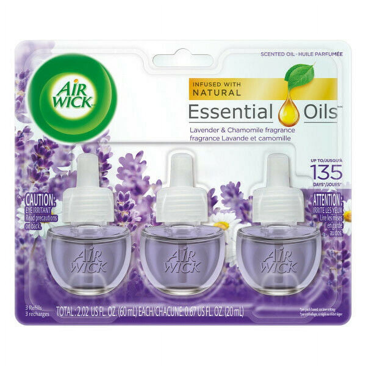 Air Wick Scented Oil Air Freshener, Lavender and Chamomile Scent, Triple Refills, 0.67 oz (Pack of 2)
