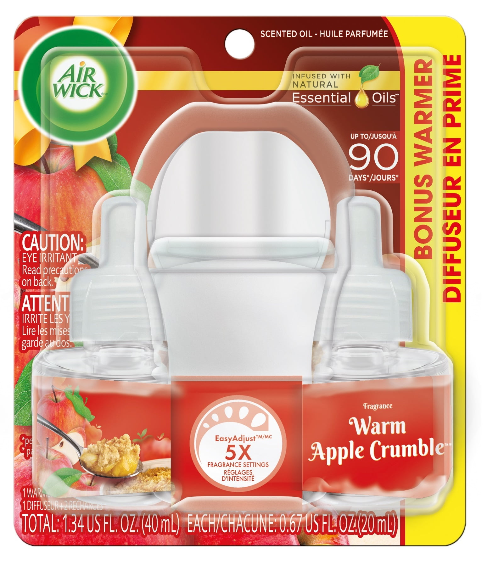Air Wick Scented Oil Kit (Warmer + 2 Refills), Warm Apple Crumble, Air Freshener