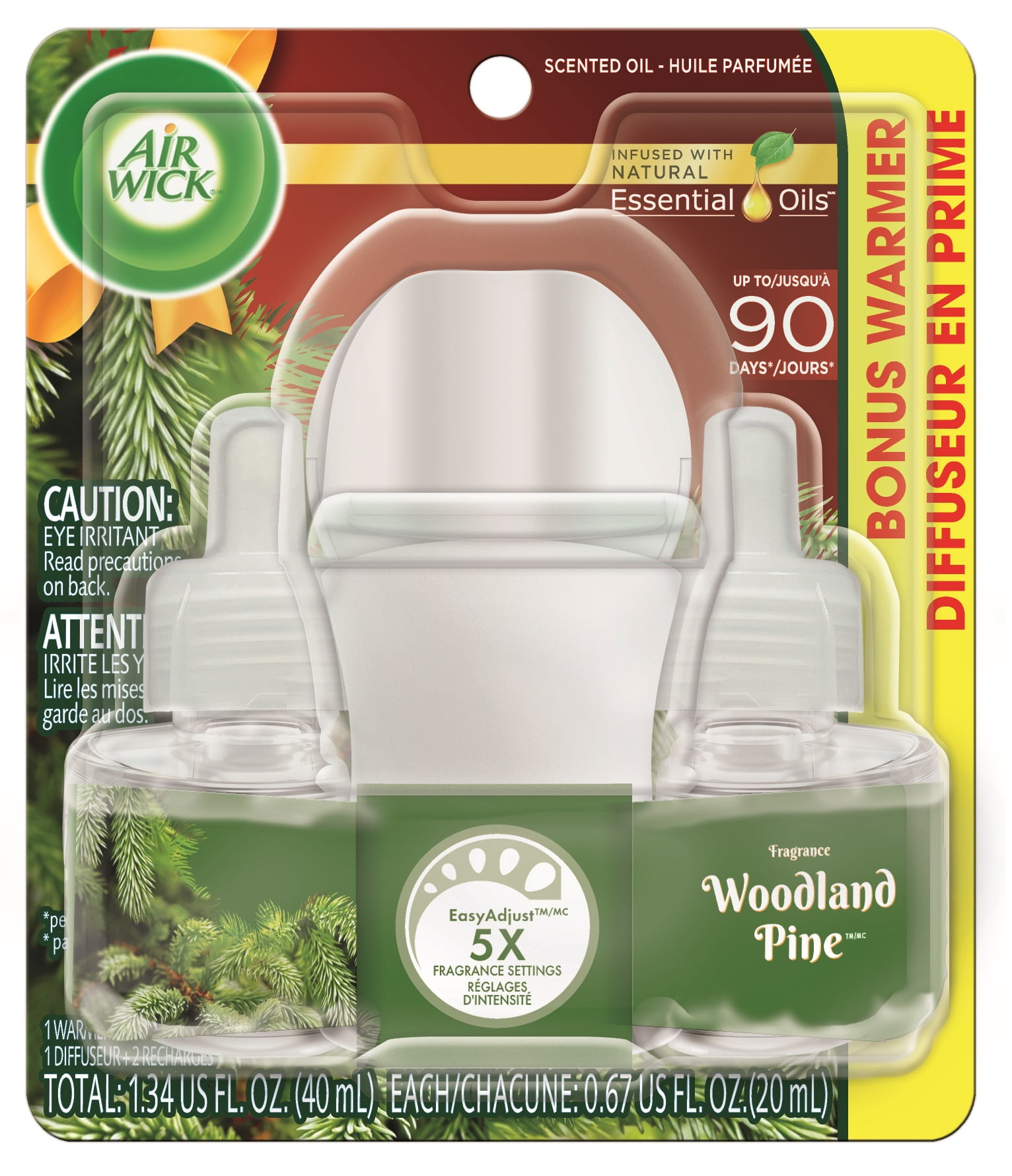 Air Wick Scented Oil Kit (Warmer + 2 Refills), Woodland Pine, Air