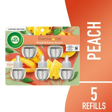 Air Wick Plug-In Scented Oil Air Freshener Warmer Refills, Peach and Sweet Nectar, 5 Count