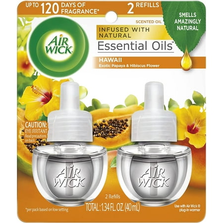 Air Wick Scented Oil Plug In Air Freshener, Hawaii, Twin Refills, 0.67 oz, 3 Pack