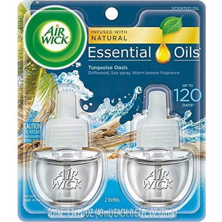 Air Wick Scented Oil Plug in Air Freshener Refills, Turquoise Oasis, 1.34 oz, 2 Pack