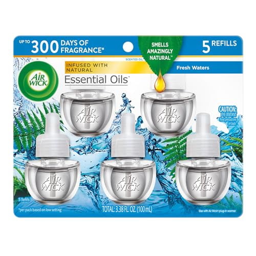 Air Wick Scented Oil Refill, 5ct, Fresh Waters, Air Freshener, Essential Oils