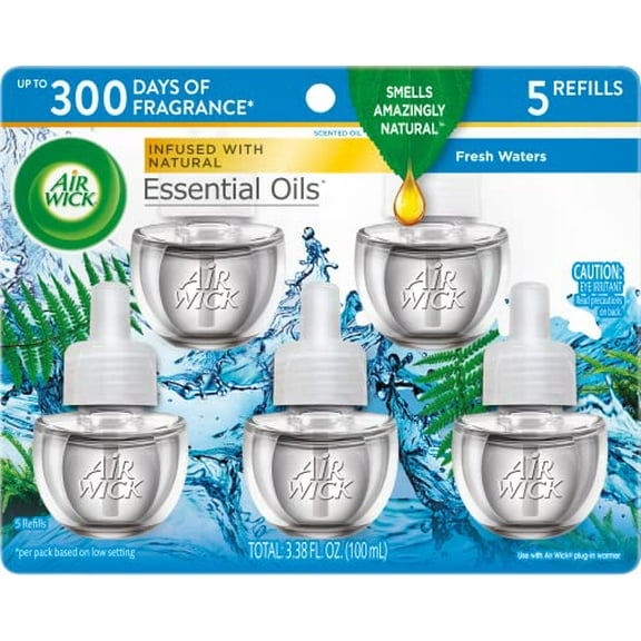 Air Wick Scented Oil Refill, 5ct, Fresh Waters, Air Freshener, Essential Oils