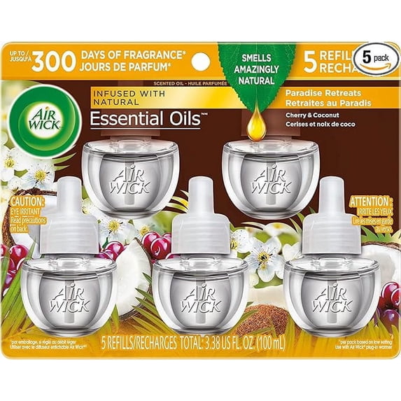 Air Wick Scented Oil Refill, Paradise Retreat, 5 Ea, 3.38 Oz, 2 Pack