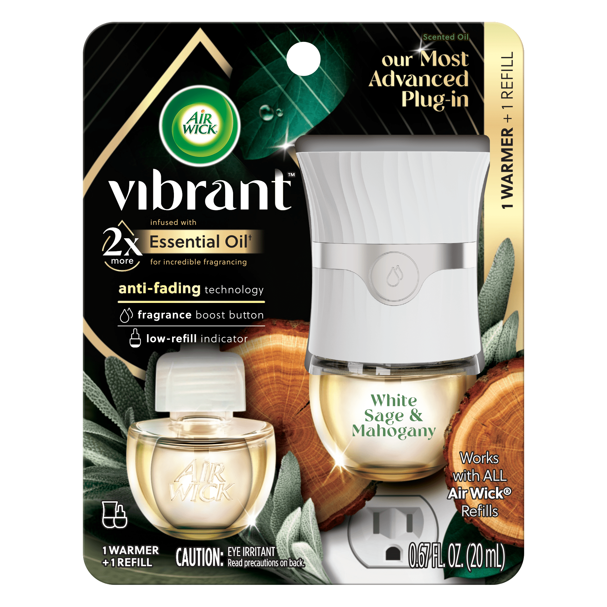 Air Wick Scented Oil Starter Kit White Sage & Mahogany Refill and