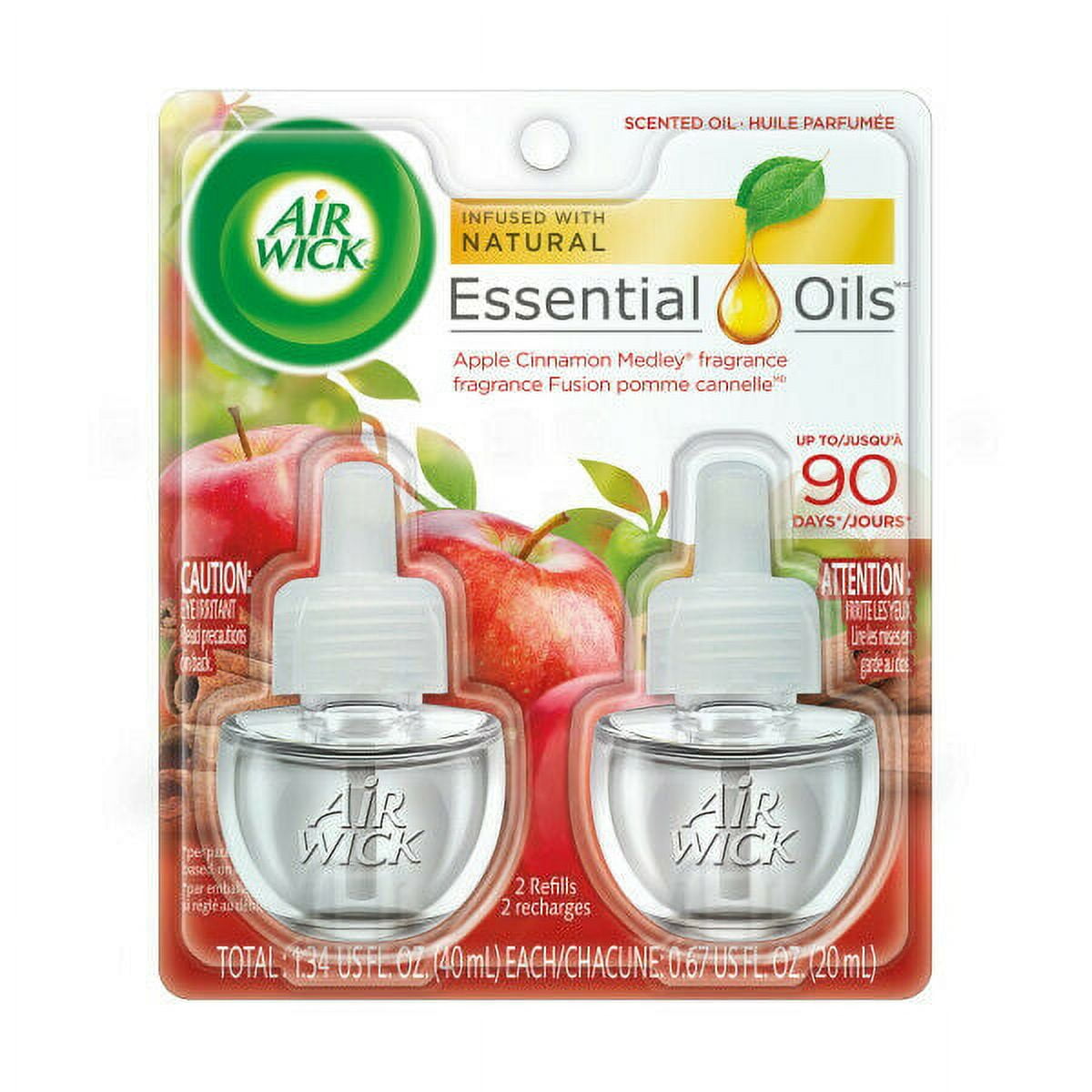 Air Wick Scented Oil Twin Refill Apple Cinnamon Medley (2X.67) oz (Pack of 4)
