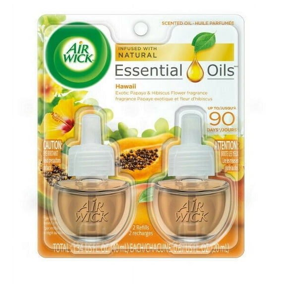 Air Wick Scented Oil Twin Refill Hawaii Exotic Papaya & Hibiscus Flower (2X.67) Oz. (Pack of 3)