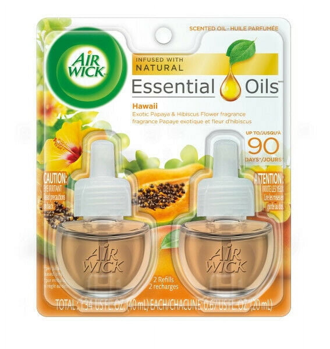 Air Wick Scented Oil Twin Refill Hawaii Exotic Papaya & Hibiscus Flower (2X.67) Oz. (Pack of 4)