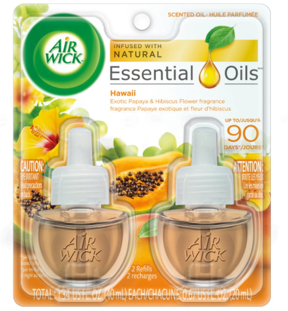 Air Wick Scented Oil Twin Refill Hawaii Exotic Papaya \u0026 Hibiscus Flower (2X.67) Oz.
