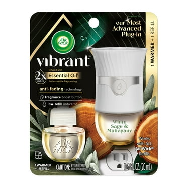 Air Wick Vibrant Plug-In Scented Oil Air Freshener Warmer Starter Kit, White Sage and Mahogany, 2 Piece