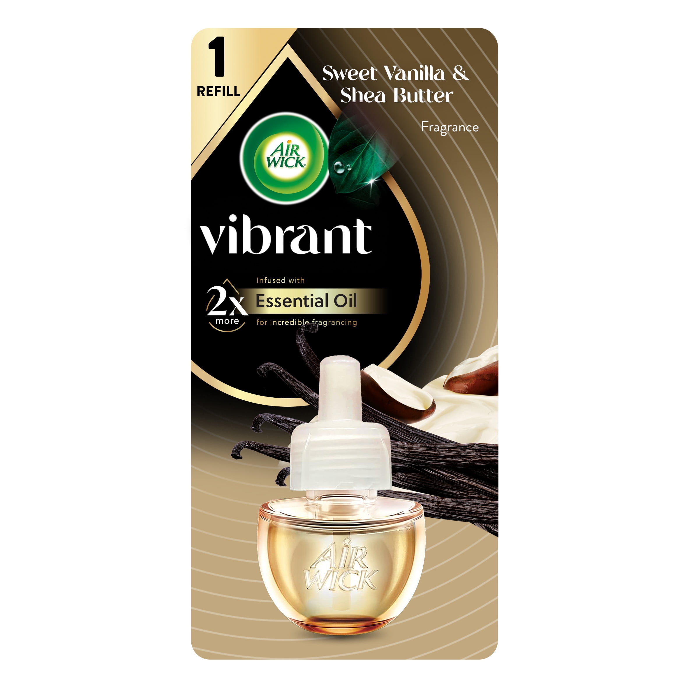 Air Wick Vibrant Plug-In Scented Oil Air Freshener Warmer Refill, Sweet Vanilla and Shea Butter, 1 Count