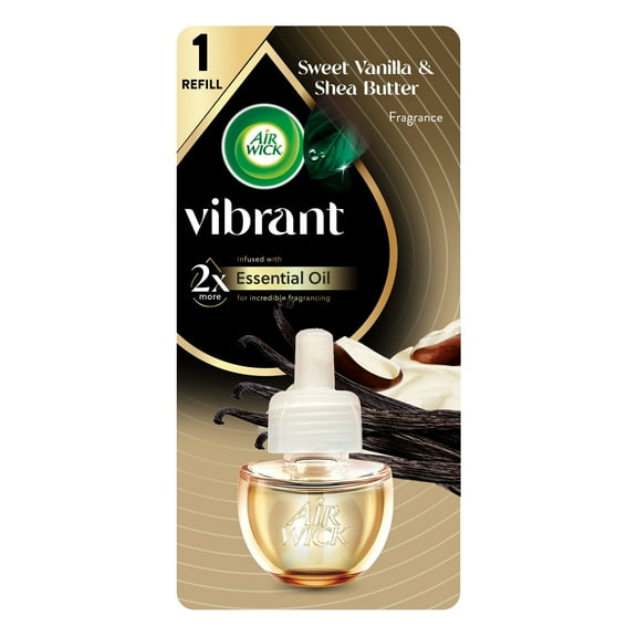 Air Wick Vibrant Plug-In Scented Oil Air Freshener Warmer Refill, Sweet Vanilla and Shea Butter, 1 Count