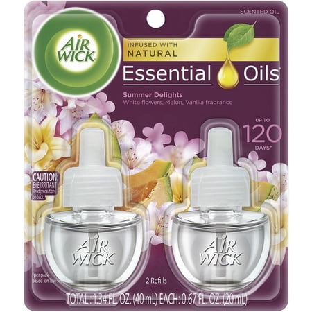 Air Wick Scented Oil Warmer Refill - Oil - 0.7 fl oz (0 quart) - Summer Delights - 60 Day - 2 / Pack - Wall Mountable, Long Lasting | Bundle of 2 Packs