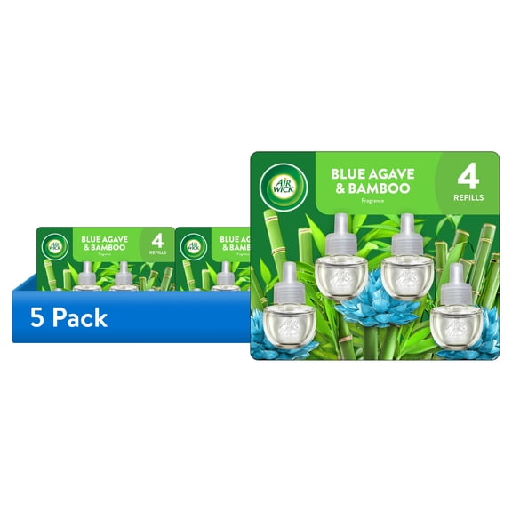 (5 pack) Air Wick Scented Oil Warmer Refills, Blue Agave and Bamboo, 4 Count