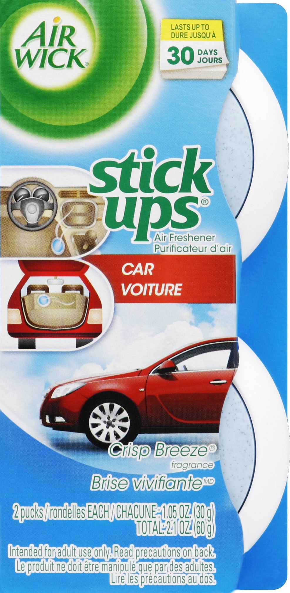 Air Wick Stick Ups Car Air Freshener, Crisp Breeze, 2 Count