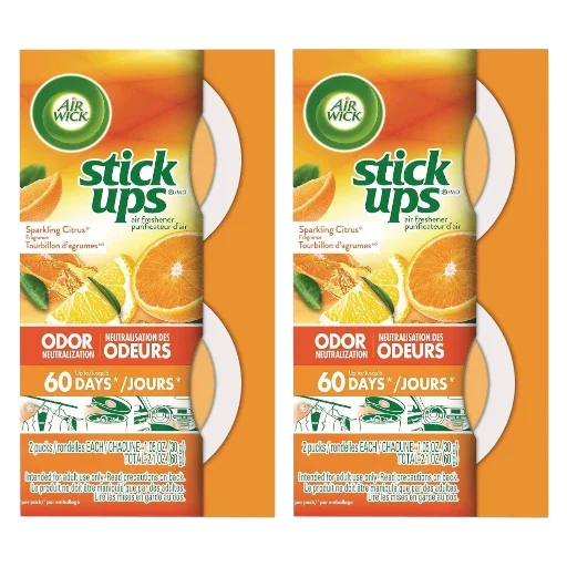 Air Wick Stick Ups Solid Air Freshener Sparkling Citrus Gel, 2.1 oz, 2 Pack