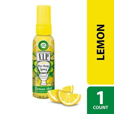 Air Wick V.I.P. Pre-Poop Toilet Spray, 1.85oz, Lemon Idol Scent, Up to 100 Uses, Travel size, Contains Essential Oils