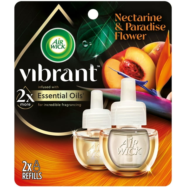 Air Wick Vibrant Plug in Scented Oil Refill, 2ct, Nectarine & Paradise