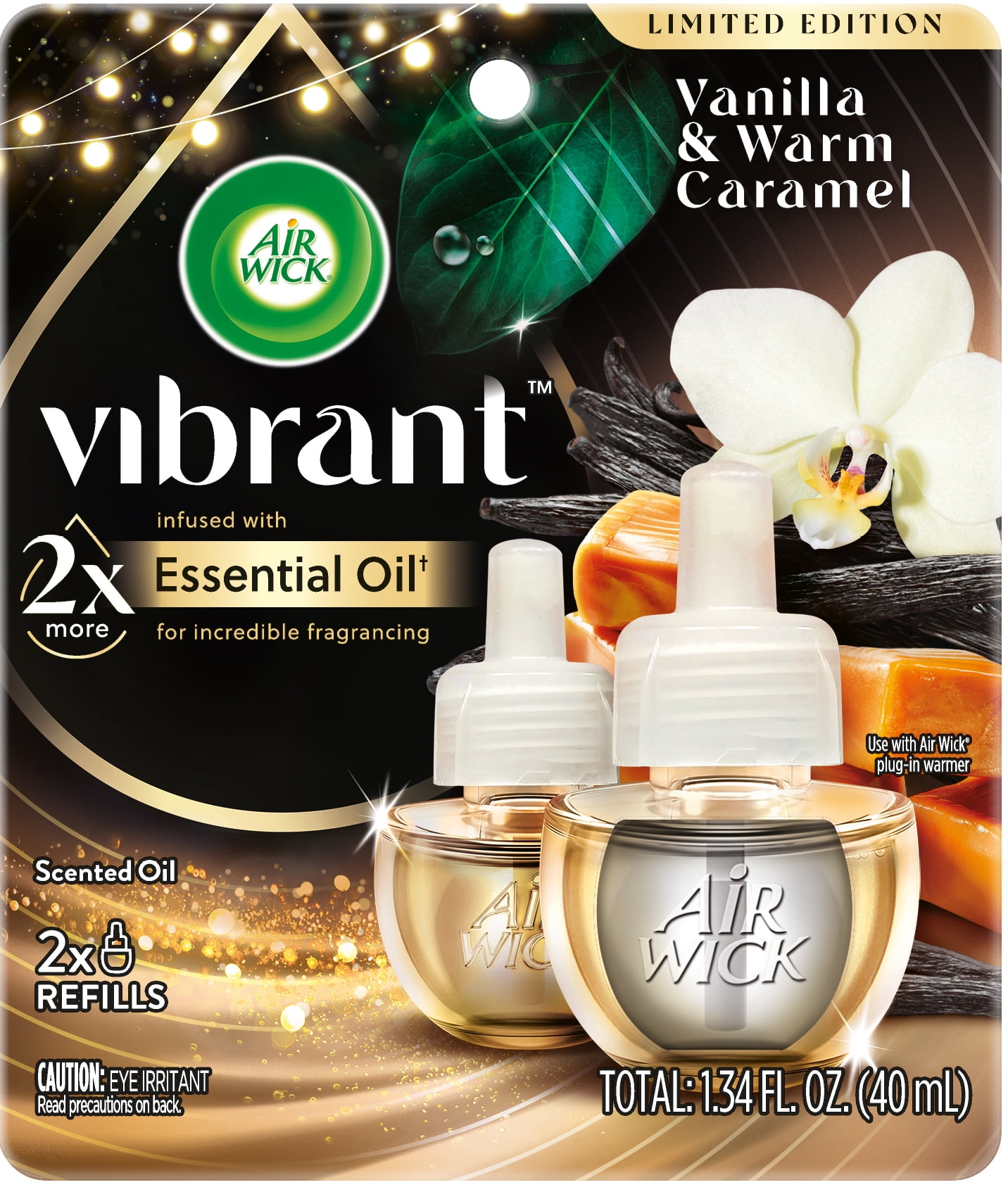 Air Wick Vibrant Plug in Scented Oil Refill, 2ct, Vanilla & Warm