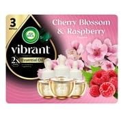 Air Wick Vibrant Plug-In Scented Oil Air Freshener Warmer Refills, Cherry Blossom and Raspberry, 3 Count