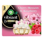Air Wick Plug-In Vibrant Scented Oil Warmer Air Freshener Refills, Cherry Blossom & Raspberry, 3 Count