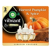 Air Wick Vibrant Plug-In Fall Scented Oil Air Freshener Warmer Refills, Harvest Pumpkin and Spice, 3 Count