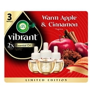 Air Wick Vibrant Plug-In Fall Scented Oil Air Freshener Warmer Refills, Warm Apple and Cinnamon, 3 Count