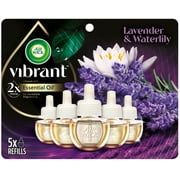 Air Wick Vibrant Plug in Scented Oil Refill, 5ct, Lavender & Waterlily, Air Freshener, Essential Oils