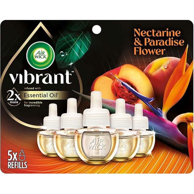 Air Wick Vibrant Plug in Scented Oil Refill, 5ct, Nectarine & Paradise