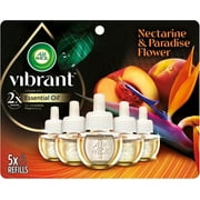 Air Wick Vibrant Plug in Scented Oil Refill, 5ct, Nectarine & Paradise Flower, Air Freshener, Essential Oils